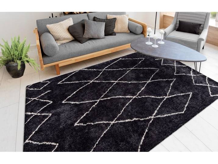 Teppich ME GUSTA Orlando 425 , grau (anthrazit), B:200cm H:27mm L:290cm, Polyester, Teppiche, Teppich, Weicher Hochflorteppich, dezent gestaltet,Fussbodenheizung geeignet