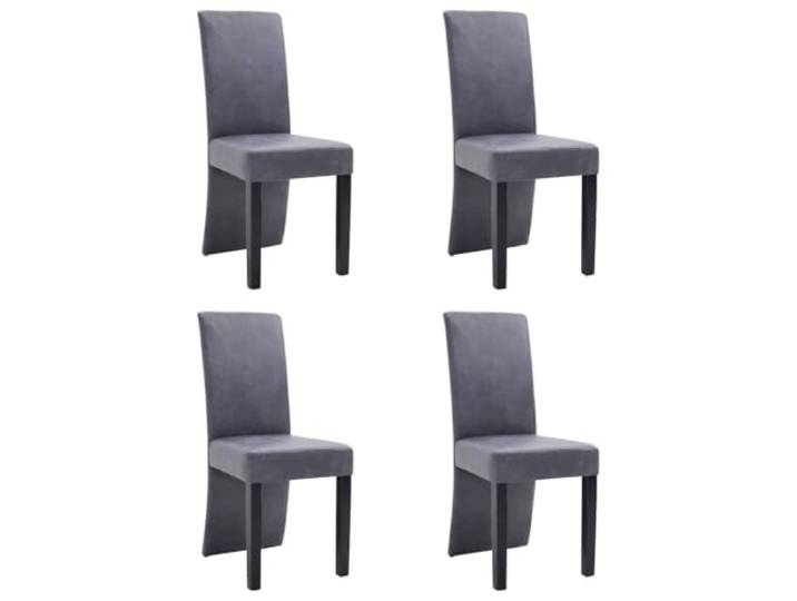 KGHERMDF 4er Set Esszimmerstühle Grau Kunstleder Gepolstert mit Armlehnen, Massivholzbeine, ergonomisches Design, hohe Rückenlehne