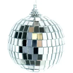 Kaemingk, Christbaumschmuck, Weihnachtskugel Disco Silberfarben mit Spiegelplättchen Ø 6 cm