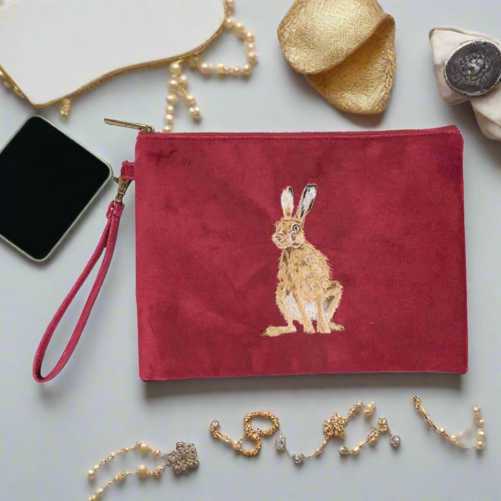 Wrendale Designs by Hannah Dale Embroidered Pouch - Golden Hour - Hare