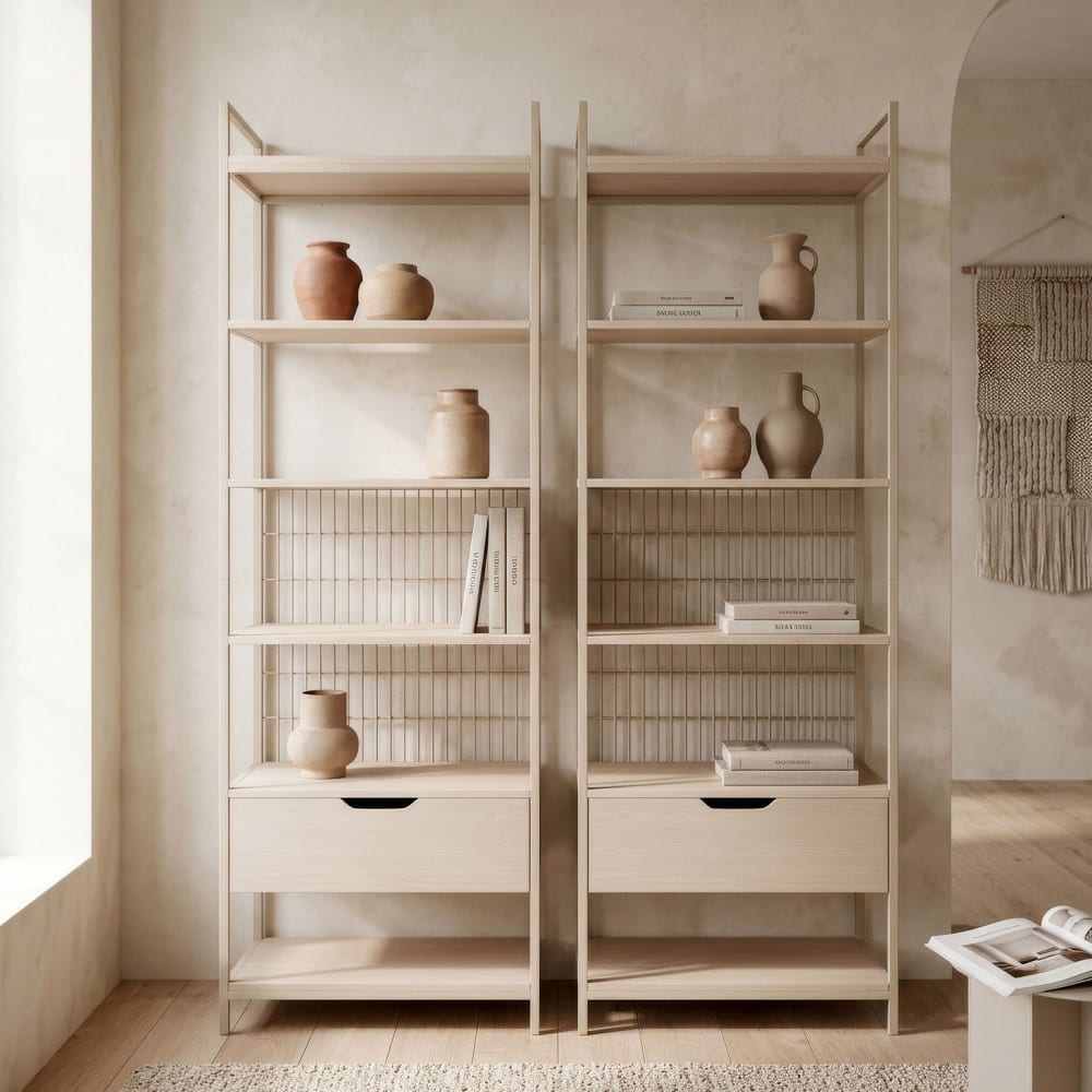Drawer Dressing ouvert modulable 1 tiroir métal & bois l60xh179,5cm beige Beige 61x180x40cm