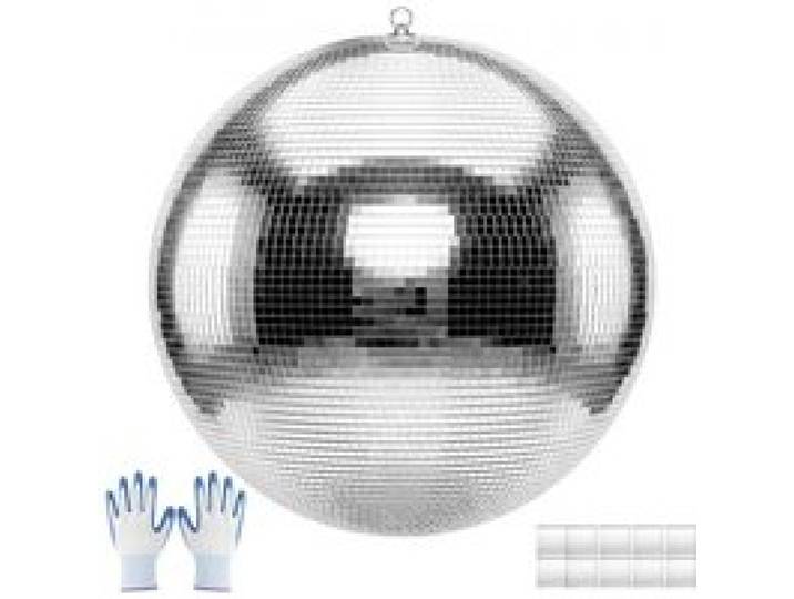 VEVOR Boule à Facettes 600 mm, Boule Disco Argentée Réfléchissante, avec Anneau de Suspension, Facettes Miroir de 2 Tailles, pour Mariage, Anniversaire, Fête, Club, DJ, Scène et Décoration Intérieure