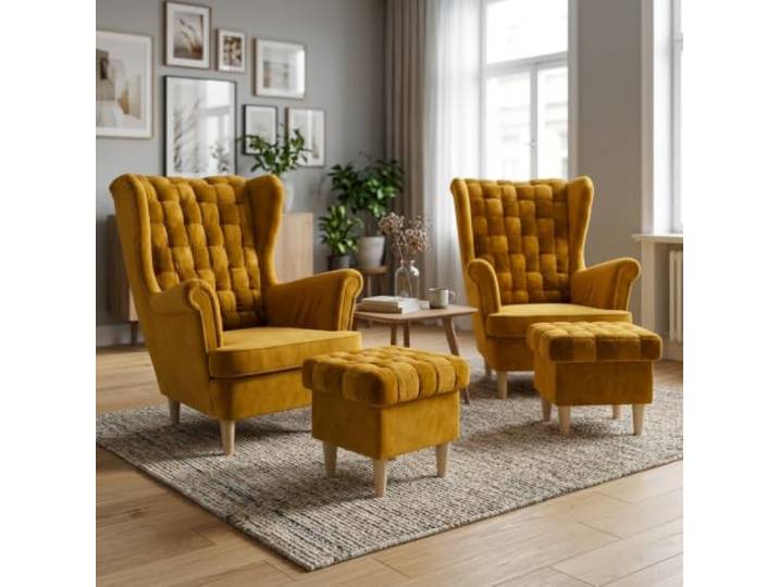 Family Meble 2er-Set Ohrensessel Carol Royal mit Hockern – Variante Carol Royal 10