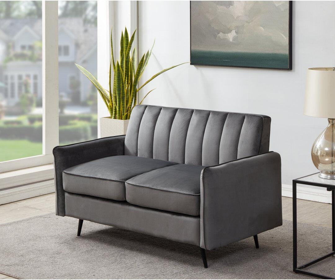 Fairmont Park Acke 2 Seater Velvet Loveseat Graphite