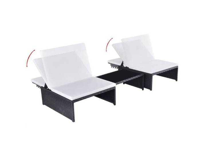 Transats double - XWO - Chaises inclinables de jardin - lot de 2 et table résine tressée(405)