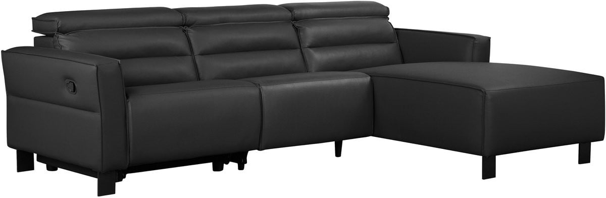 Notio Living Carpari Hoekbank - 3-zits - Handmatige Relax - Zwart PU