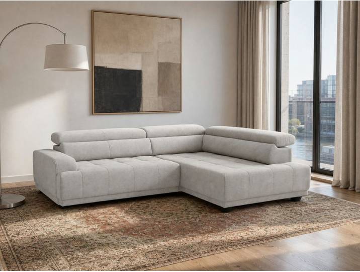 foamnova Ecksofa Roermond, B 270 cm, mit Ottomane und Relaxfunktion, Kopfstützen für mehr Komfort verstellbar, modernes Design