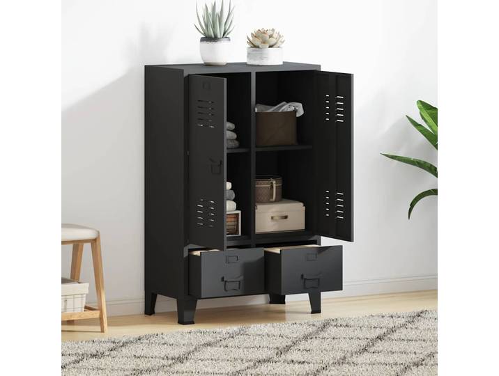 vidaXL Kleiderschrank Metall Industrie-Stil 67 x 35 x 107 cm Schwarz