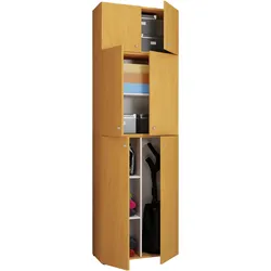 VCM, Kleiderschrank, Holz Besen Putzschrank Lona mit Drehtüren Aufsatz (70 x 39 x 223 cm)