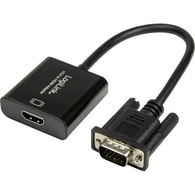 LogiLink CV0060 Adapter [1x VGA-Stecker - 1x HDMI-Buchse] Schwarz 45.00 cm