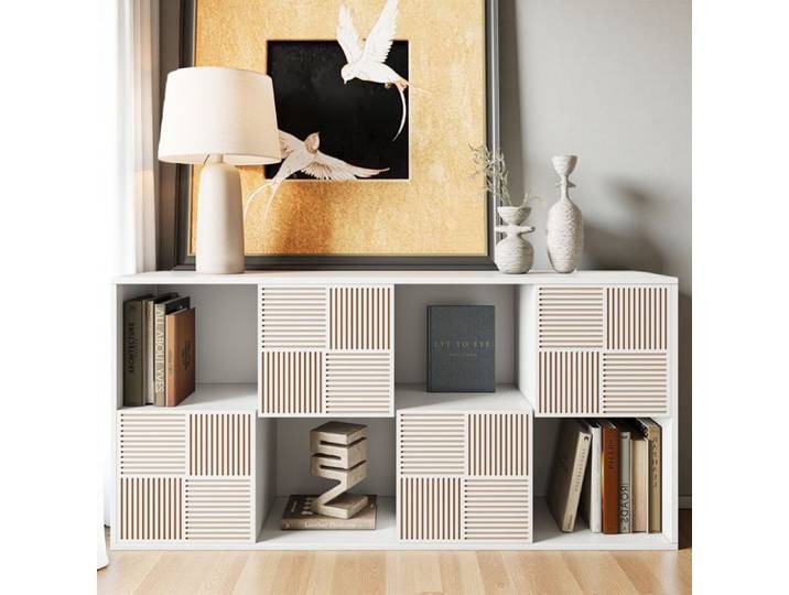 Bibliothèque - Blanc - 4 étagères - 60x30x125 cm - Modulaire
