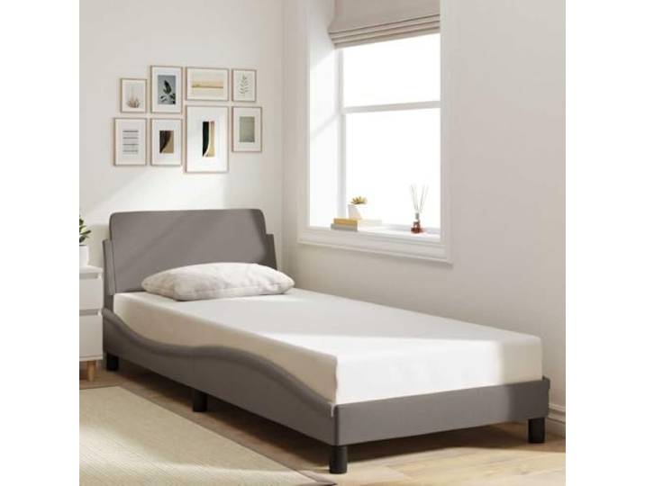WDGJJFECNMUEHI Strapazierfähiger Stoff Schlafzimmer Dover Taupe 80x200 cm Bettgestell mit Kopfteil Dover Taupe Stoff 80x200 cm Polsterbett mit Lattenrost Stabil Metallfuß Schlafzimmer Möbel Lesen