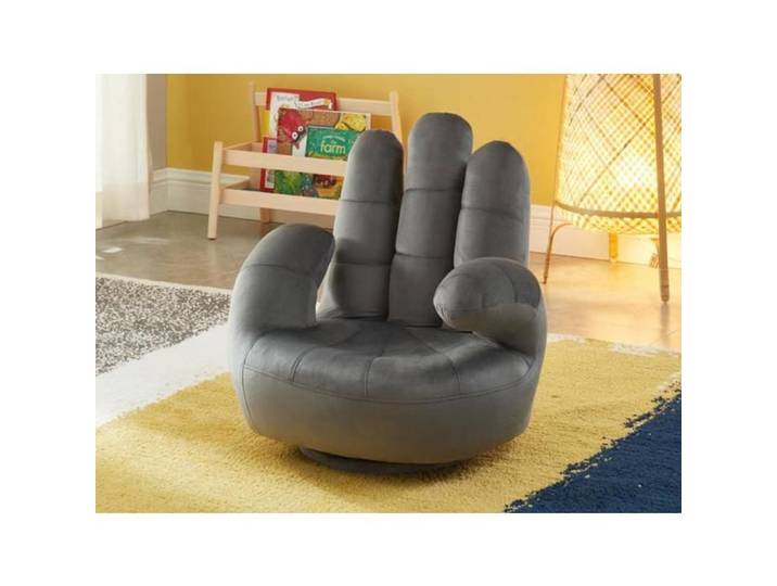 Fauteuil main enfant pivotant en velours CATCHY - Anthracite