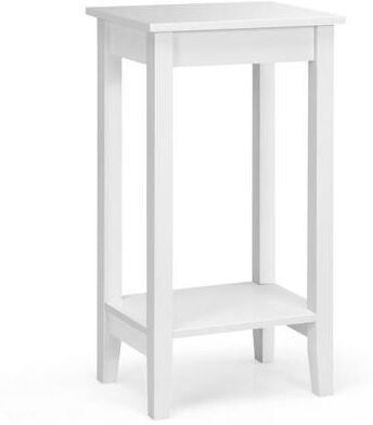 Costway 2-Tier Nightstand End Side Wooden Legs Table for Bedroom-White