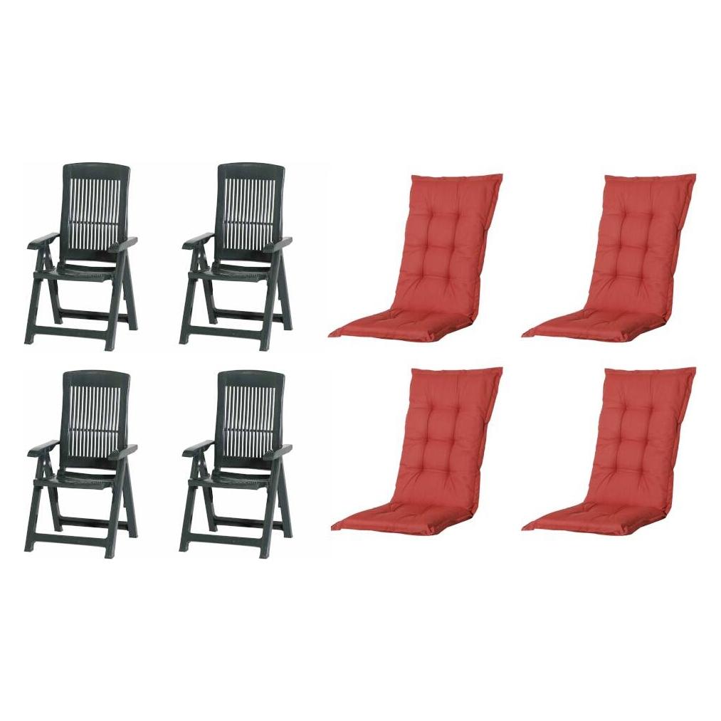 ProGarden Tampa+Auflagen SET grü/re X64452 Gartenmöbel-Set (X64452)