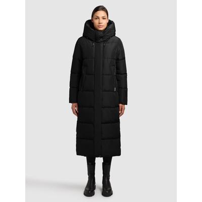 Steppmantel KHUJO "SOULANI4", Damen, Gr. L, schwarz, 100% Polyester, unifarben, loose fit wadenlang, eingesetzt elastischer Bund, Mäntel Steppmantel