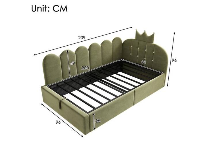 Lit rembourré lit banquette 90x200 cm Vert Sans matelas Lit canapé-lit banquette avec espace de rangement (hydraulique)