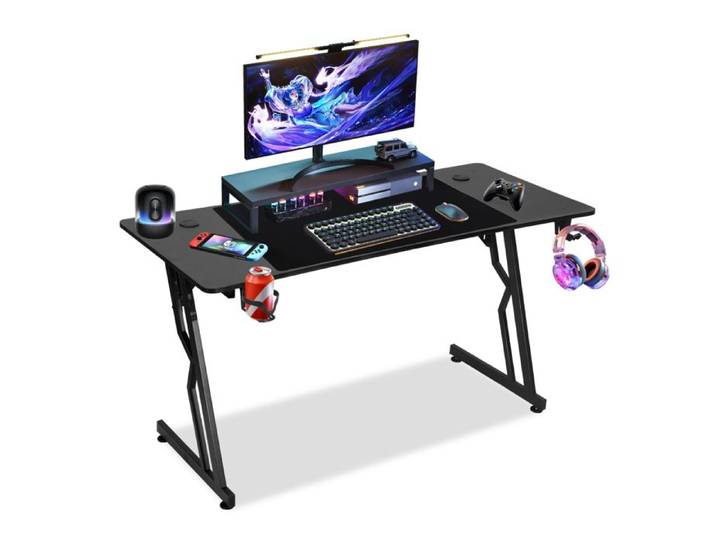 Bettizia Bureau Gamer 120x60x75cm Table de Gaming avec Tapis de Souris Noir Ergonomic Bureau MEUBLE INFORMATIQUE