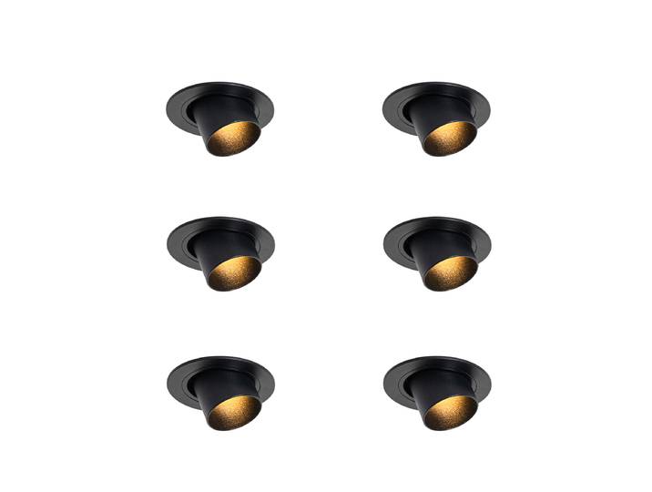 Ensemble de 6 spots encastrables noirs GU10 35mm ronds