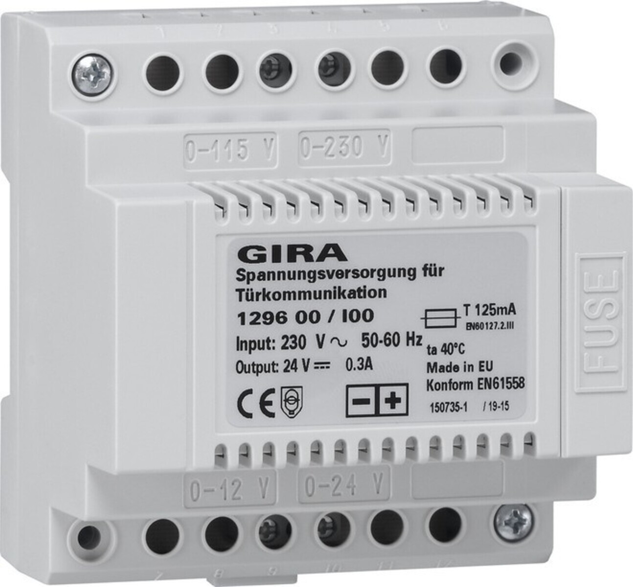 Gira 129600 Elektronische component met DC 24V, 300mA gereguleerde voeding