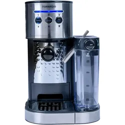 Tornado Kaffeevollautomat TCM-14125 / Edelstahl und Schwarz, Siebträgermaschine, Silber, Schwarz