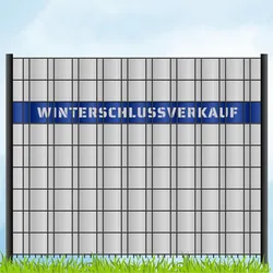 zaun zu® Sichtschutzstreifen Laser Beschriftung "WINTERSCHLUSSVERKAUF" Enzianblau 2,55m
