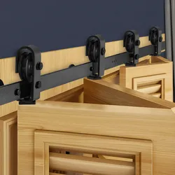 VEVOR Schiebetürsystem faltbare Schiebetüren, 152,4 cm Laufschiene Schiebetürbeschlag, geeignet für vier 35,6 cm große Schrank-, Speisekammer- & Wäschetüren (nicht im Lieferumfang enthalten)