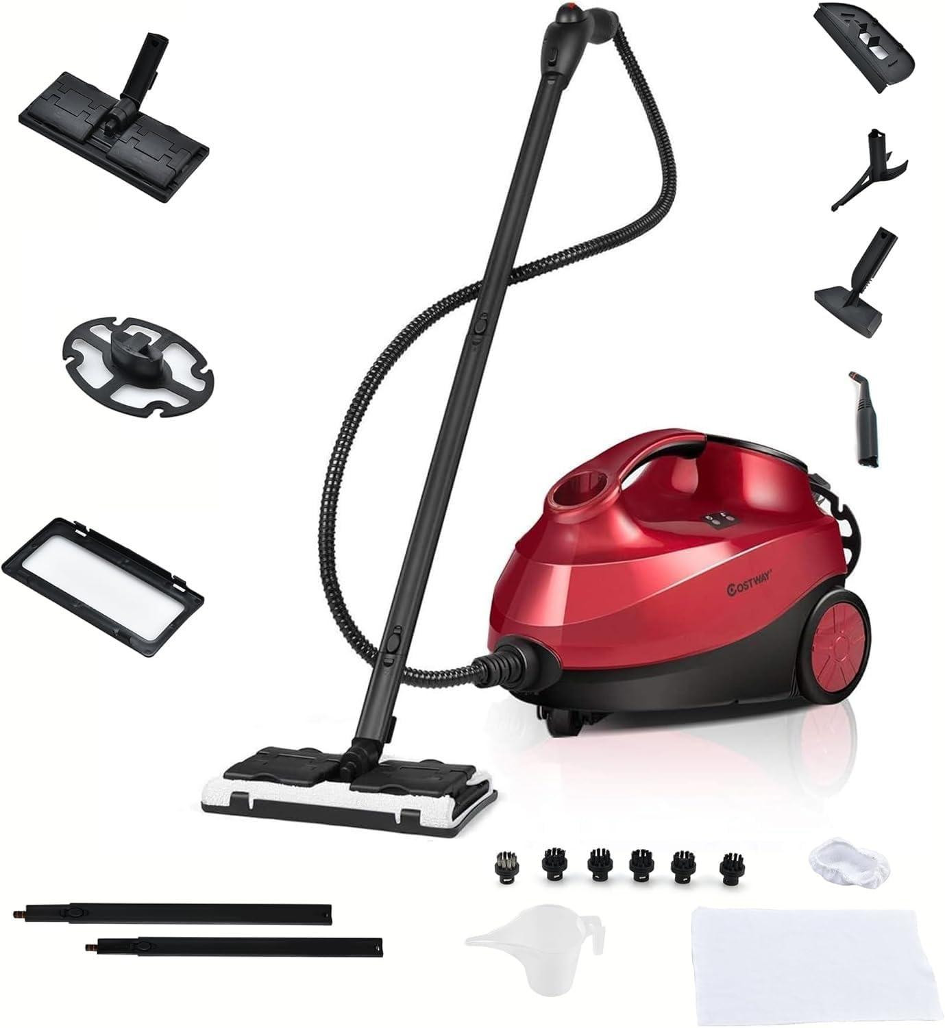 Costway Stoomreiniger 2000 W met 1,5 liter reservoir en 18 accessoires