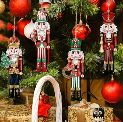 Inspire Curations 12pcs Wooden Nutcracker Ornament Set Classic Christmas Tree Hanging Decor 12pcs Wooden Nutcracker Ornament Set Classic Christmas Tree Hanging Decor