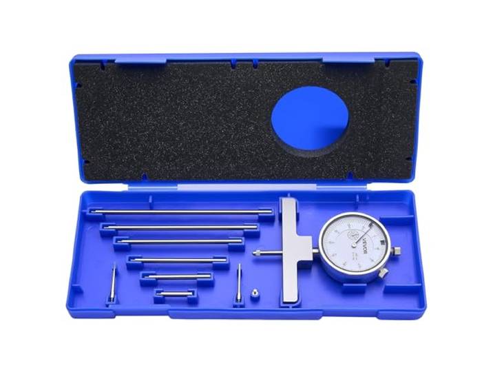 VEVOR Micromètre de Profondeur 0-22 pouces Jauge de Profondeur Résolution de 0\,001 pouce Outil de Mesure Mécanique de Précision 0\,001 pouce pour Rainures\, Décalages\, Trous\, avec 4 Enclumes\, 6 Tiges
