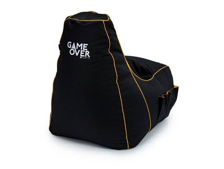 Game Over Gaming Beanbag Chair pour adultes - Salon intérieur Haut dossier rempli pouf Gamer chair pour salle de jeux médaillon
