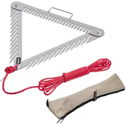 VEVOR Teichrechen 515x540x9 mm, 3-seitiger Seeunkrautrechen mit Griff, faltbarer Teichwassergrasrasierer, Teichunkrautschneider aus Edelstahl mit 9 m langem Seil, für Seen und Teiche