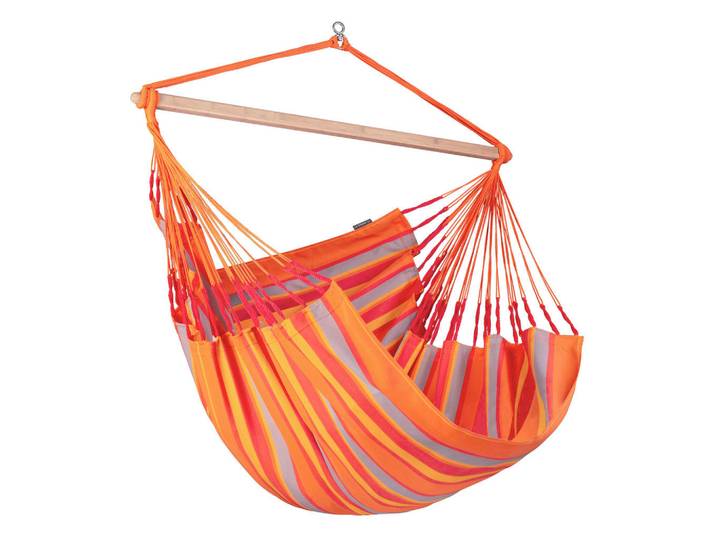 La Siesta Hängesessel Kingsize Outdoor, Gelb, Orange, Rot, Holz, Bambus, 140x170x210 cm, wetterbeständig, UV-beständig, regenabweisend, Gartenmöbel, Gartenschaukeln, Hängesessel