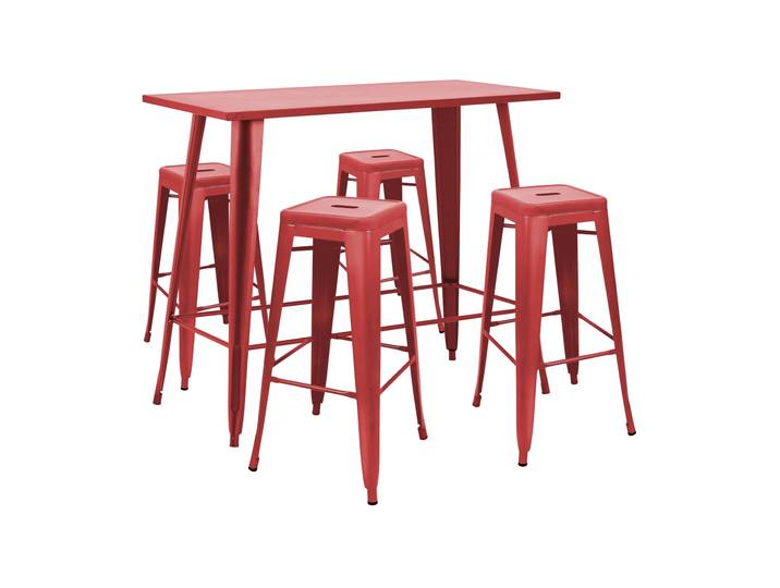 Oviala - Table haute de jardin en métal 120x60 cm et 4 tabourets