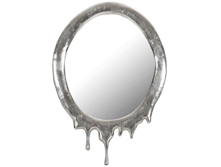 Ambia Home Wandspiegel, Silberfarben, Metall, Glas, Freiform, 50x70x2 cm, senkrecht montierbar, Garderobe, Garderobenspiegel