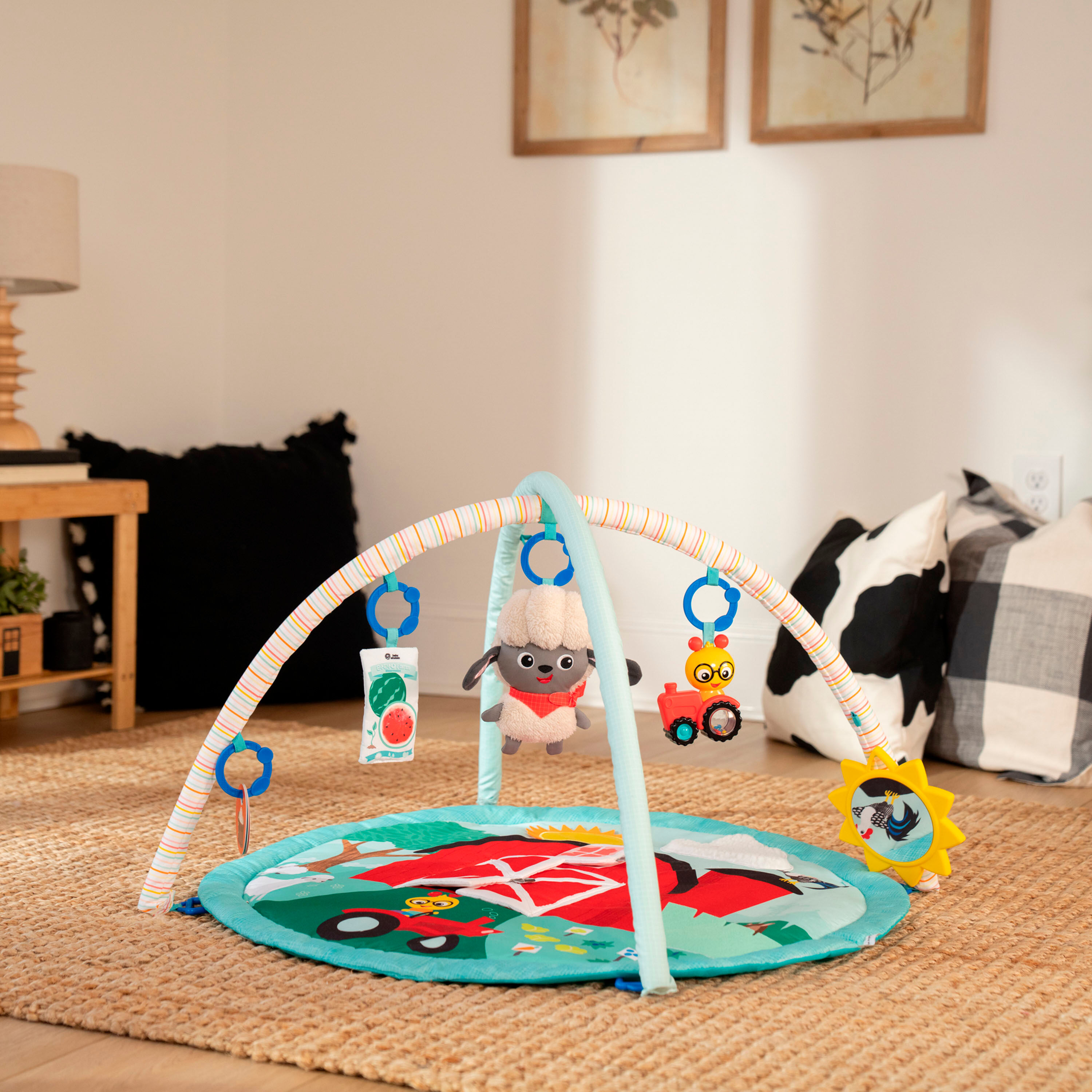 Spielbogen BABY EINSTEIN "Happy Harvest Touch & Feel Activity Gym", bunt, Spielbögen, Baby, Kunststoff, Metall, Spielbogen, mit Soundeffekt