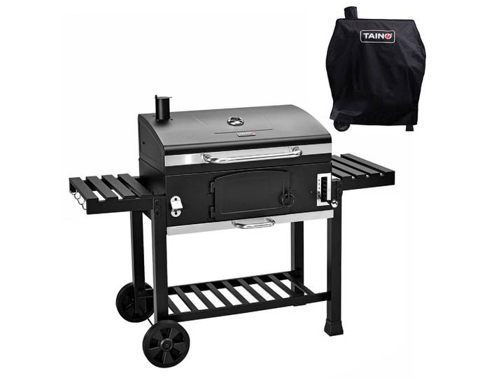 Taino Holzkohlegrill und Smoker Set Hero Xxl, Schwarz, Metall, 142x111x46 cm, Grills, Holzkohlegriller