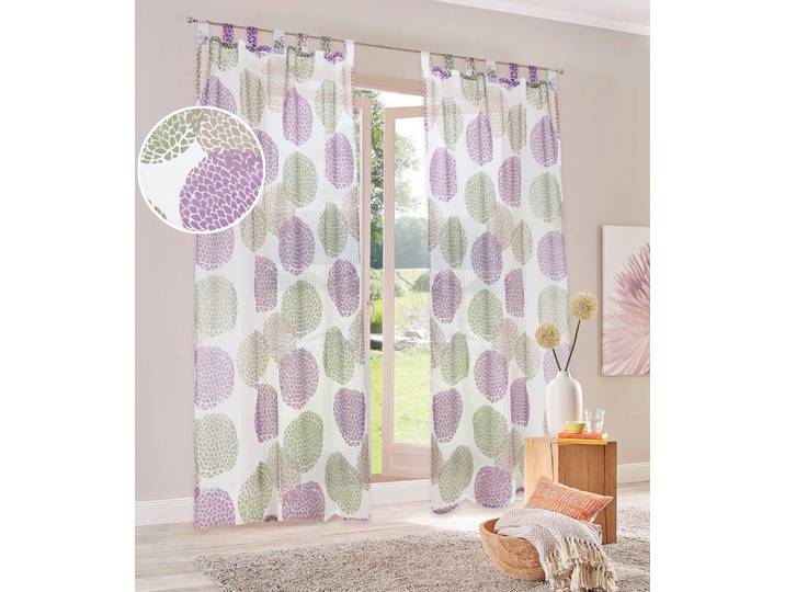 Gardine GOODPRODUCT Belem Gr. 3, beige, B:140cm H:225cm, Voile, Polyester, Gardinen, Gardine, 1 oder 2 Schals, Vorhang, Fertiggardine, Kreise