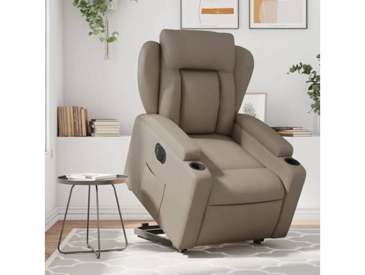 HEFZGDB Elektrischer Relaxsessel mit Aufstehhilfe und Liegefunktion in Cappuccino Kunstleder einfache Bedienung