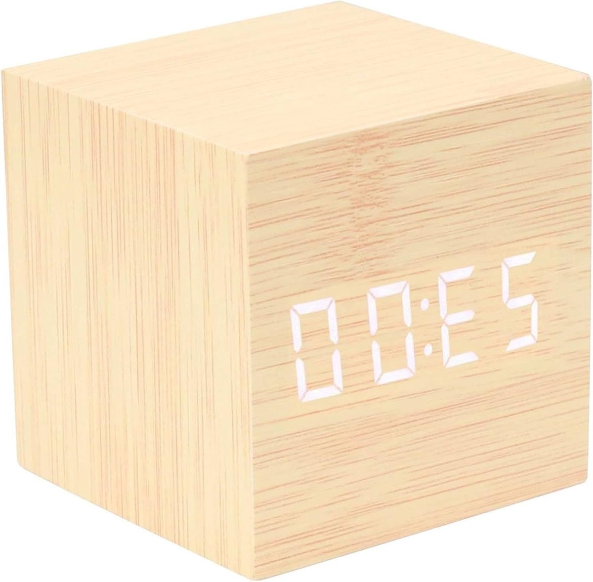 SnelShoppen Houten Digitale Alarmklok met LCD Scherm en Geheugenfunctie