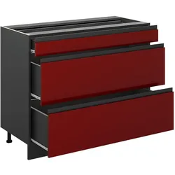 Vicco, Regal, Küchenunterschrank R-Line, Rot/Anthrazit, 100 cm Arbeitsplatte Marmor (60 x 100 x 81.60 cm)