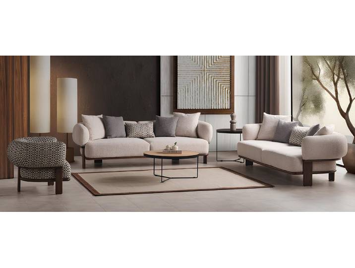 Xlmoebel Polstergarnitur Beiges Wohnzimmer-Set 3+3+1 Sitze im modernen Design, (Polstergarnitur, 2-tlg., 3+3+1 Sitze), Hergestellt in Europa
