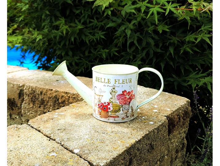 Cache-pot arrosoir Fleur large 22 x 9 x 9cm Beige