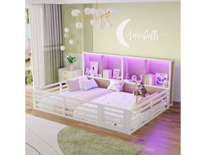 Lit Enfant - MERAX - Lit Évolutif - 140x200 cm - Métal - Éclairage LED