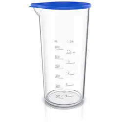 Arendo Messbecher mit Deckel, 600 ml, 20 Unzen, Klarsichtbecher aus Kunststoff, ideal für Handmixer, Stabmixer, Handrührer