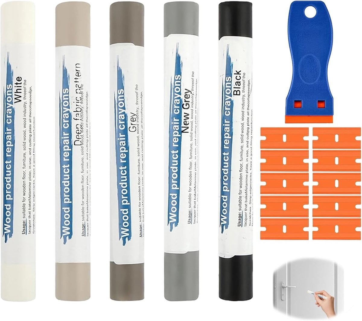 ShopVlot Laminate Repair Kit - Grijs - 5 Kleuren - Voor Vloeren en Meubels