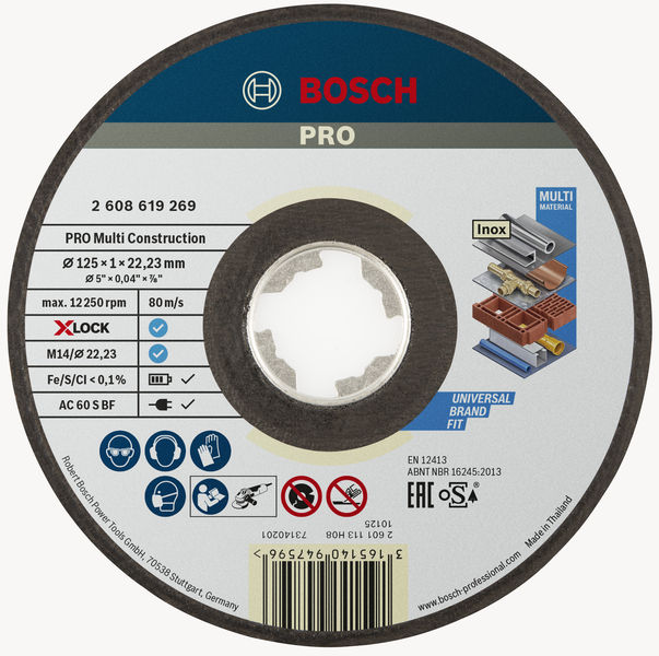 Bosch PRO Multi Material X-Lock Trennscheibe, 125 x 1 x 22,23 mm 2608619269