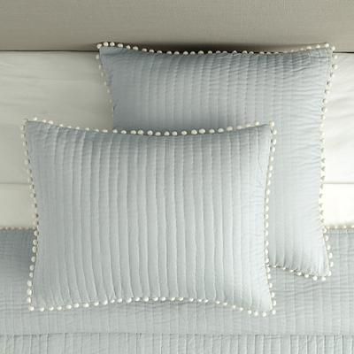 Audree Pom Pom Quilted Sham - Sage Standard - Ballard Designs