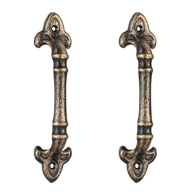 Relaxdays Meubelgrepen Vintage Brons, Set van 4, Gietijzer