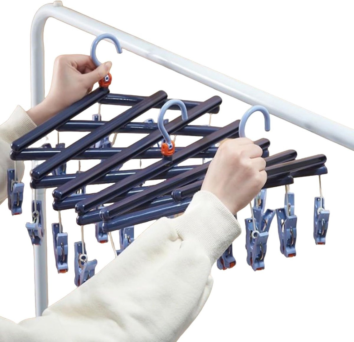 Uitschuifbare Sokkenhanger voor Wasrek - Kledingdroger Klem - Lengte: 15-113 cm